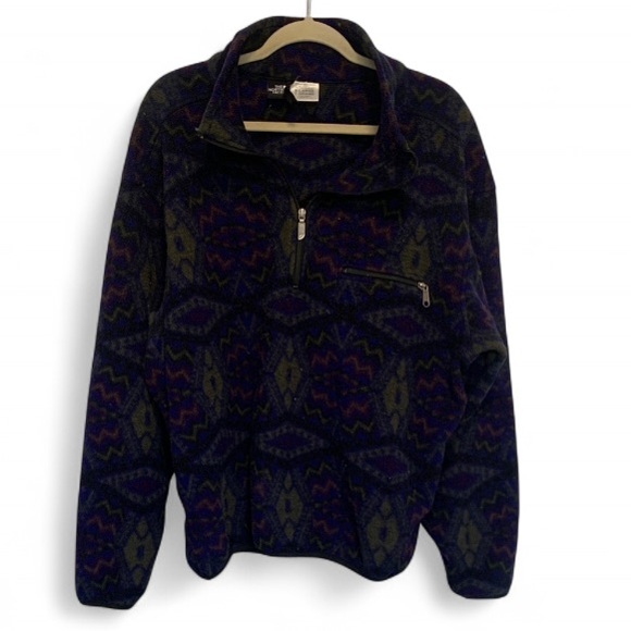 Vintage The North Face Southwestern Print Boho Zip Neck Fleece Jacket